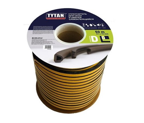 Tytan D40, 14х12 мм уплотнитель самоклеящийся, черный (40) - купить в Самаре и Тольятти. 