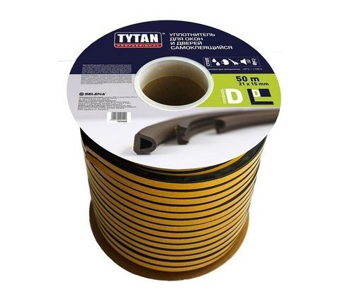 Tytan D40, 14х12 мм уплотнитель самоклеящийся, белый (40) - купить в Самаре и Тольятти. 