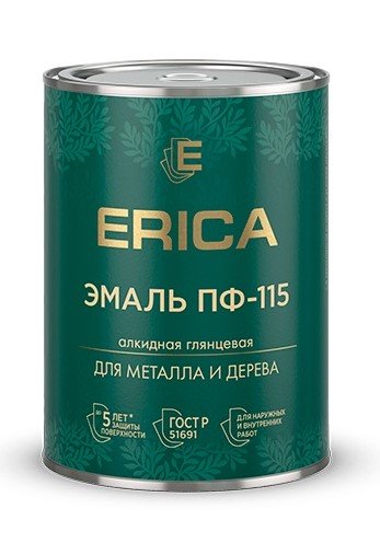 Эмаль ПФ-115 "ERICA" ярко-зеленая 1.8 кг  - купить в Самаре и Тольятти. 