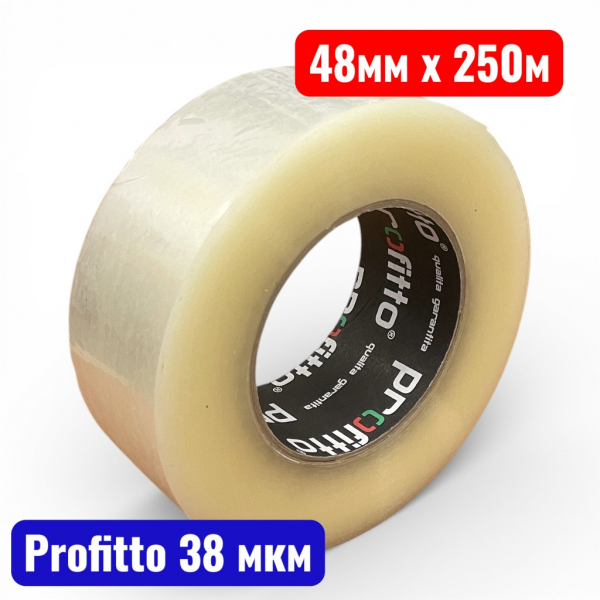 Клейкая лента (скотч), 48 мм х 250 м, "PROFITTO", 38 мкм, прозрачный (24) - купить в Самаре и Тольятти. 