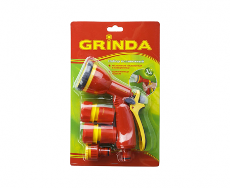Набор поливочный, пистолет с 8 режимами, комплект соединителей, 3/4" GRINDA "GS-34" (8-427384) - купить в Самаре и Тольятти. 