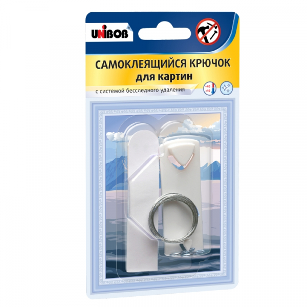 Крючок для картин самоклеящийся UNIBOB, белый(49000) - купить в Самаре и Тольятти. 